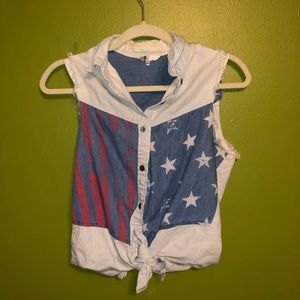 Volcom American flag jean cut off